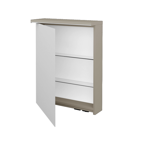 Badezimmer Spiegelschrank LINEA GAOE 60  - L04 Taupe Lack Hochglanz - Links