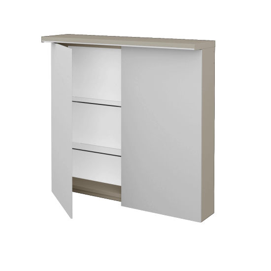 Badezimmer Spiegelschrank LINEA GA2OE 80  - L04 Taupe Lack Hochglanz