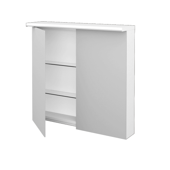 Badezimmer Spiegelschrank LINEA GA2OE 80  - N01 Weiß Hochglanz