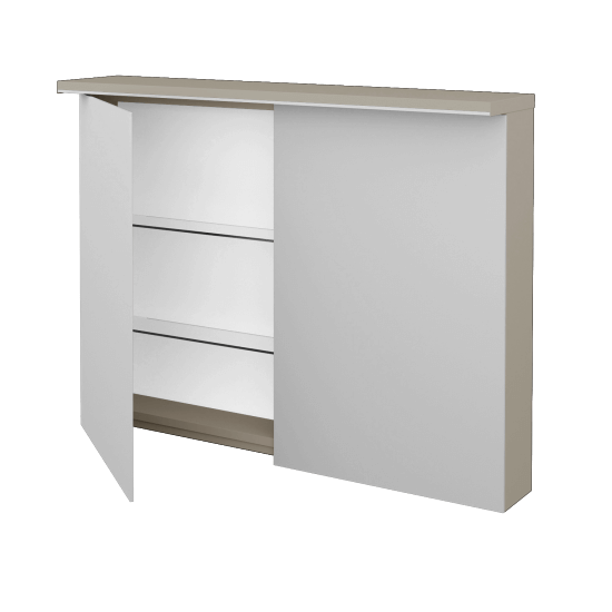 Badezimmer Spiegelschrank LINEA GA2OE 100  - L04 Taupe Lack Hochglanz