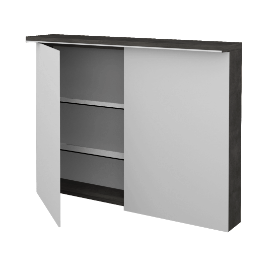 Badezimmer Spiegelschrank LINEA GA2OE 100  - D16 Dark Beton