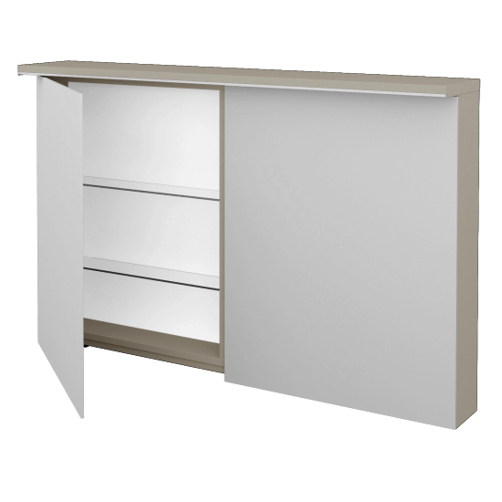 Badezimmer Spiegelschrank LINEA GA2OE 120  - L04 Taupe Lack Hochglanz