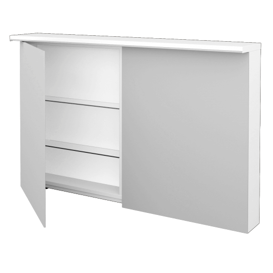 Badezimmer Spiegelschrank LINEA GA2OE 120  - N01 Weiß Hochglanz