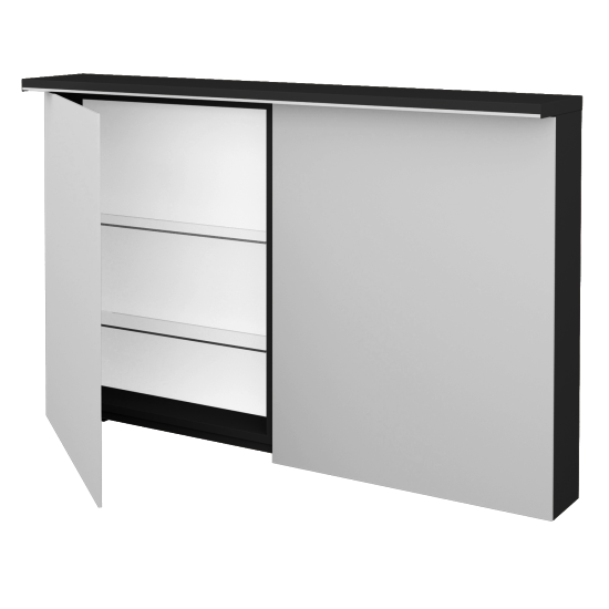 Badezimmer Spiegelschrank LINEA GA2OE 120  - L03 Grau Metallic Lack Hochglanz