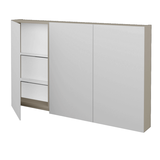 Badezimmer Spiegelschrank AMBIENTE GA3E 120  - M05 Beige Lack Matt