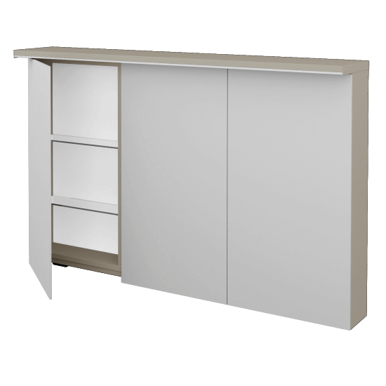 Badezimmer Spiegelschrank LINEA GA3OE 120  - L04 Taupe Lack Hochglanz