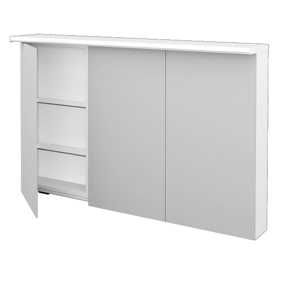 Badezimmer Spiegelschrank LINEA GA3OE 120  - N01 Weiß Hochglanz