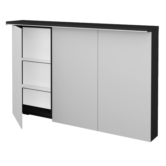 Badezimmer Spiegelschrank LINEA GA3OE 120  - L03 Grau Metallic Lack Hochglanz