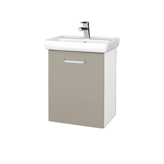Waschtischunterschrank NEO SZD 50  - M01 Weiß Lack Matt - Griffes T01 - L04 Taupe Lack Hochglanz - Links