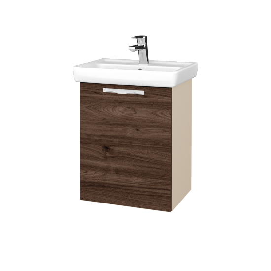 Waschtischunterschrank NEO SZD 50  - M19 Cream Lack matt - Griffes T09 - D25 Teak - Links