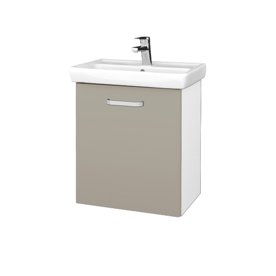 Waschtischunterschrank NEO SZD 55  - M01 Weiß Lack Matt - Griffes T01 - L04 Taupe Lack Hochglanz - Links