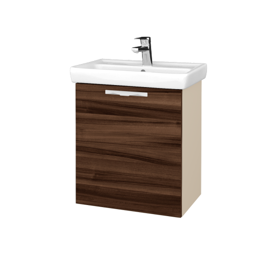 Waschtischunterschrank NEO SZD 55  - M19 Cream Lack matt - Griffes T09 - D06 Nussbaum - Links