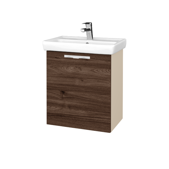 Waschtischunterschrank NEO SZD 55  - M19 Cream Lack matt - Griffes T09 - D25 Teak - Links