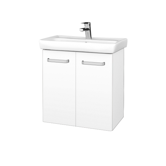 Waschtischunterschrank NEO SZD2 60  - M01 Weiß Lack Matt - Griffes T01 - L01 Weiß Lack Hochglanz