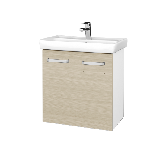 Waschtischunterschrank NEO SZD2 60  - M01 Weiß Lack Matt - Griffes T01 - D04 Eiche