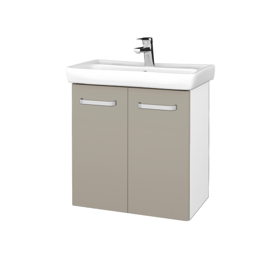 Waschtischunterschrank NEO SZD2 60  - M01 Weiß Lack Matt - Griffes T01 - L04 Taupe Lack Hochglanz