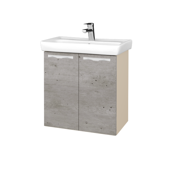 Waschtischunterschrank NEO SZD2 60  - M19 Cream Lack matt - Griff T09 - D01 Beton