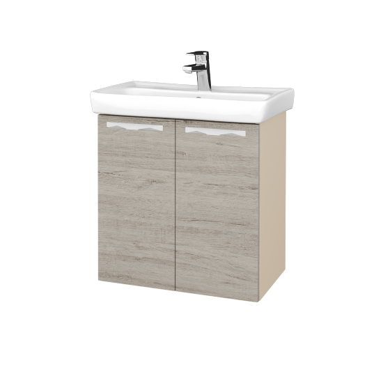 Waschtischunterschrank NEO SZD2 60  - M19 Cream Lack matt - Griffes T09 - D05 Oregon
