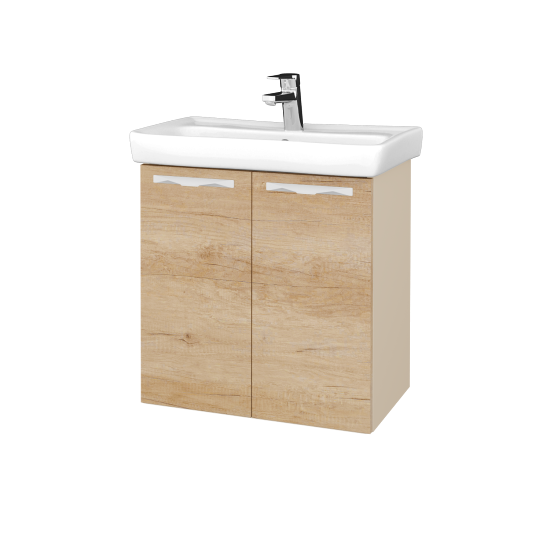 Waschtischunterschrank NEO SZD2 60  - M19 Cream Lack matt - Griffes T09 - D15 Eiche Nebraska