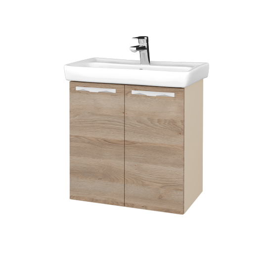 Waschtischunterschrank NEO SZD2 60  - M19 Cream Lack matt - Griffes T09 - D17 Eiche Colorado