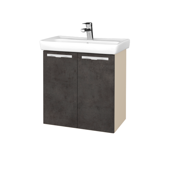 Waschtischunterschrank NEO SZD2 60  - M19 Cream Lack matt - Griffes T09 - D16 Dark Beton