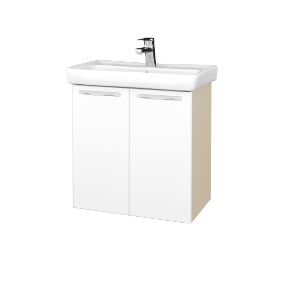 Waschtischunterschrank NEO SZD2 60  - M19 Cream Lack matt - Griffes T09 - M01 Weiß Lack Matt