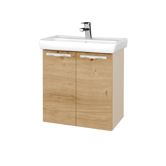 Waschtischunterschrank NEO SZD2 60  - M19 Cream Lack matt - Griffes T09 - D22 Caramel