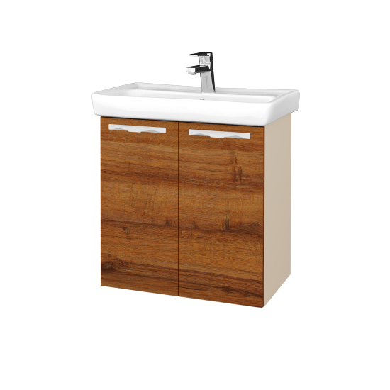 Waschtischunterschrank NEO SZD2 60  - M19 Cream Lack matt - Griffes T09 - D27 Cognac