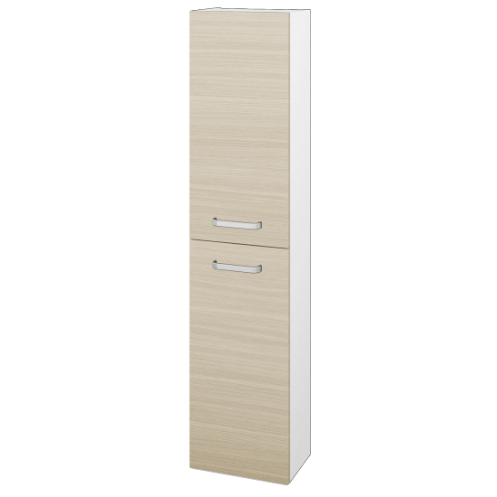 Hochschrank NEO SV1D2 35  - N01 Weiß Hochglanz - Griffes T01 - D04 Eiche - Links