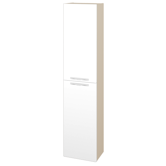 Hochschrank NEO SV1D2 35  - M19 Cream Lack matt - Griffes T09 - L01 Weiß Lack Hochglanz - Links