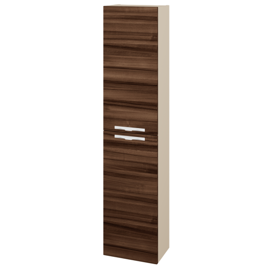 Hochschrank NEO SV1D2 35  - M19 Cream Lack matt - Griffes T09 - D06 Nussbaum - Links
