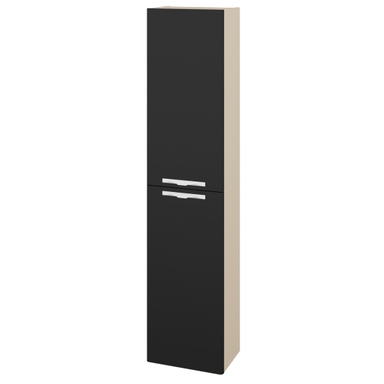 Hochschrank NEO SV1D2 35  - M19 Cream Lack matt - Griffes T09 - L03 Grau Metallic Lack Hochglanz - Links