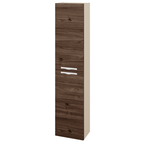 Hochschrank NEO SV1D2 35  - M19 Cream Lack matt - Griffes T09 - D25 Teak - Links