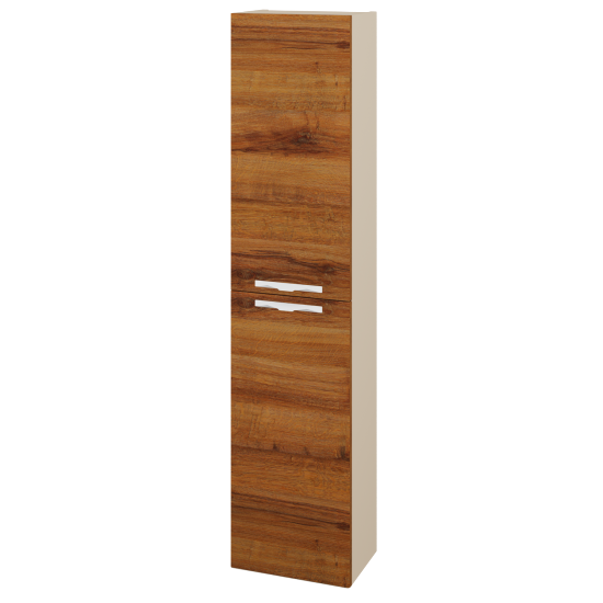 Hochschrank NEO SV1D2 35  - M19 Cream Lack matt - Griffes T09 - D27 Cognac - Links