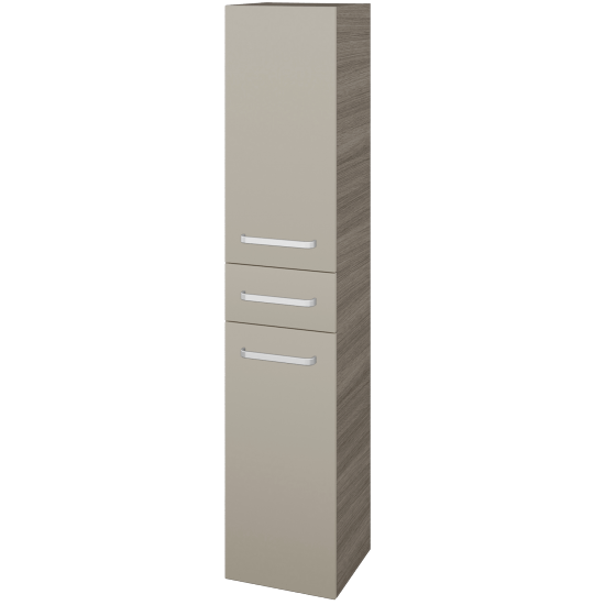 Hochschrank UNI SVD2Z 35  - D03 Cafe - Griffes T01 - L04 Taupe Lack Hochglanz - Links