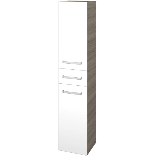 Hochschrank UNI SVD2Z 35  - D03 Cafe - Griffes T01 - M01 Weiß Lack Matt - Links