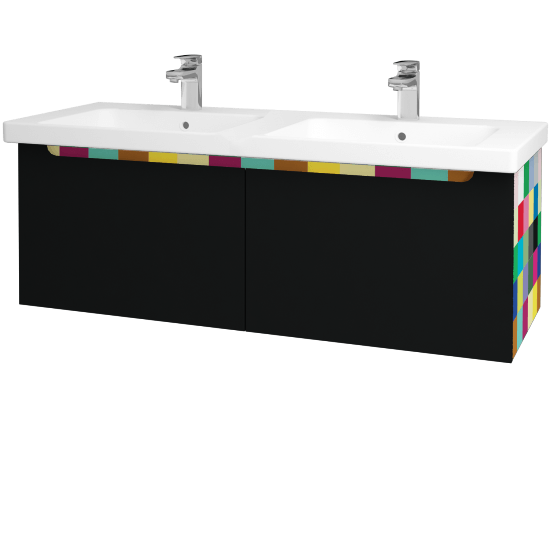 Waschtischunterschrank SMILE SZZ2 125  - IND Individual - L17 Schwarz Lack Hochglanz