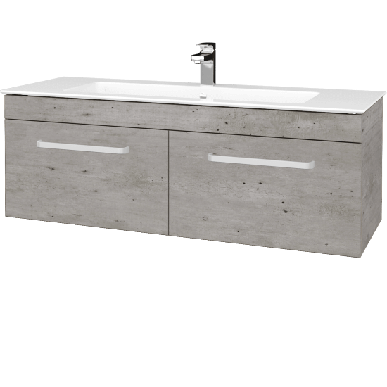 Badezimmerschrank LINEA SZZ2 120  - D01 Beton - Griffes T01 - D01 Beton