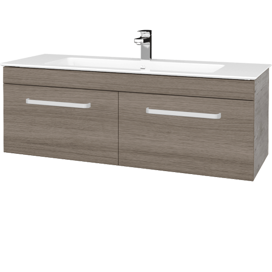 Badezimmerschrank LINEA SZZ2 120  - D01 Beton - Griffes T01 - D03 Cafe