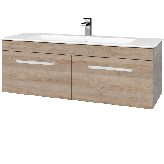 Badezimmerschrank LINEA SZZ2 120  - D01 Beton - Griffes T01 - D17 Eiche Colorado