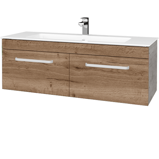 Badezimmerschrank LINEA SZZ2 120  - D01 Beton - Griffes T01 - D21 Tobacco