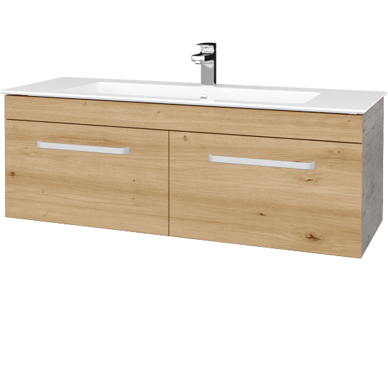 Badezimmerschrank LINEA SZZ2 120  - D01 Beton - Griffes T01 - D22 Caramel