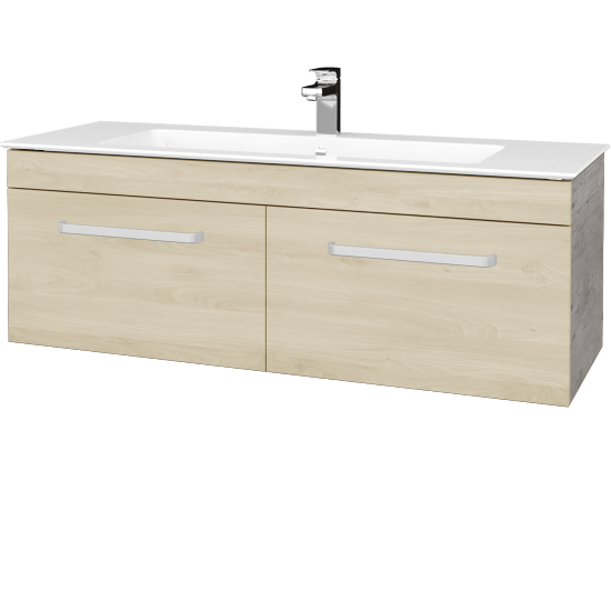 Badezimmerschrank LINEA SZZ2 120  - D01 Beton - Griffes T01 - D24 Ohio