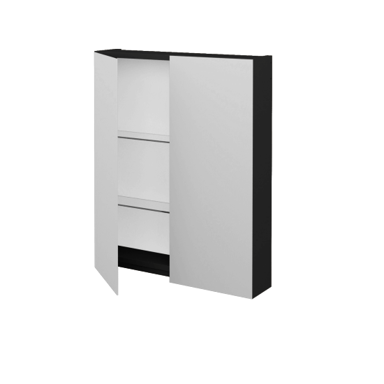 Badezimmer Spiegelschrank AMBIENTE GA2E 60  - L03 Grau Metallic Lack Hochglanz