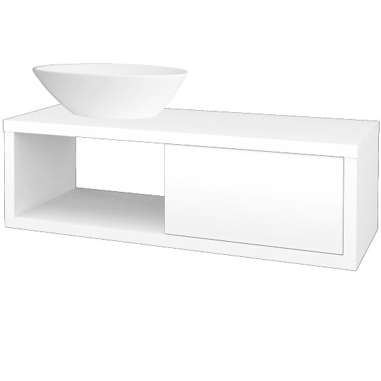 Badezimmerschrank MOVE SZZO 120 (Waschtisch Triumph)  - L01 Weiß Lack Hochglanz - L01 Weiß Lack Hochglanz - Links