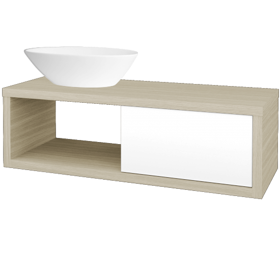 Waschtischunterschrank MOVE SZZO 120 (Waschtisch Triumph)  - D04 Eiche - L01 Weiß Lack Hochglanz - Links