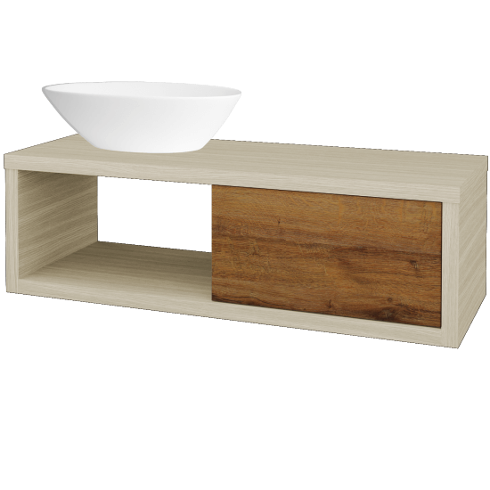 Waschtischunterschrank MOVE SZZO 120 (Waschtisch Triumph)  - D04 Eiche - D27 Cognac - Links