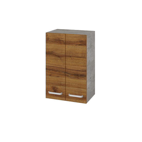 Hängeschrank UNI SYD2 50  - D01 Beton - Griffes T01 - D27 Cognac