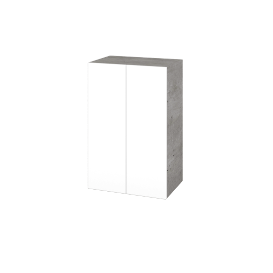 Hängeschrank UNI SYD2 50  - D01 Beton - Grifflose Ausführung T00 (ohne Bohrungen für Griffe) - N01 Weiß Hochglanz
