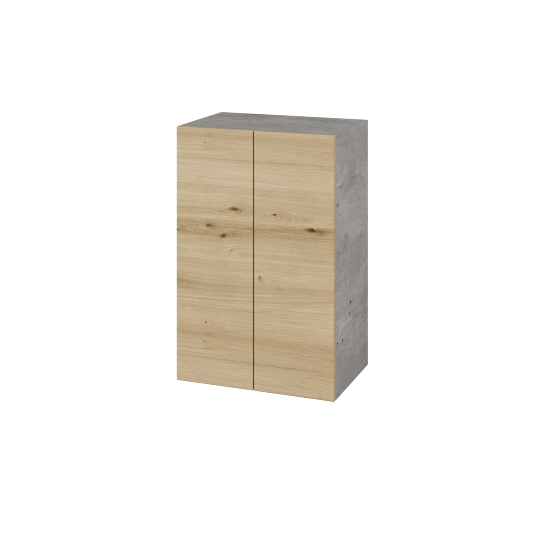 Hängeschrank UNI SYD2 50  - D01 Beton - Grifflose Ausführung T00 (ohne Bohrungen für Griffe) - D22 Eiche Caramel